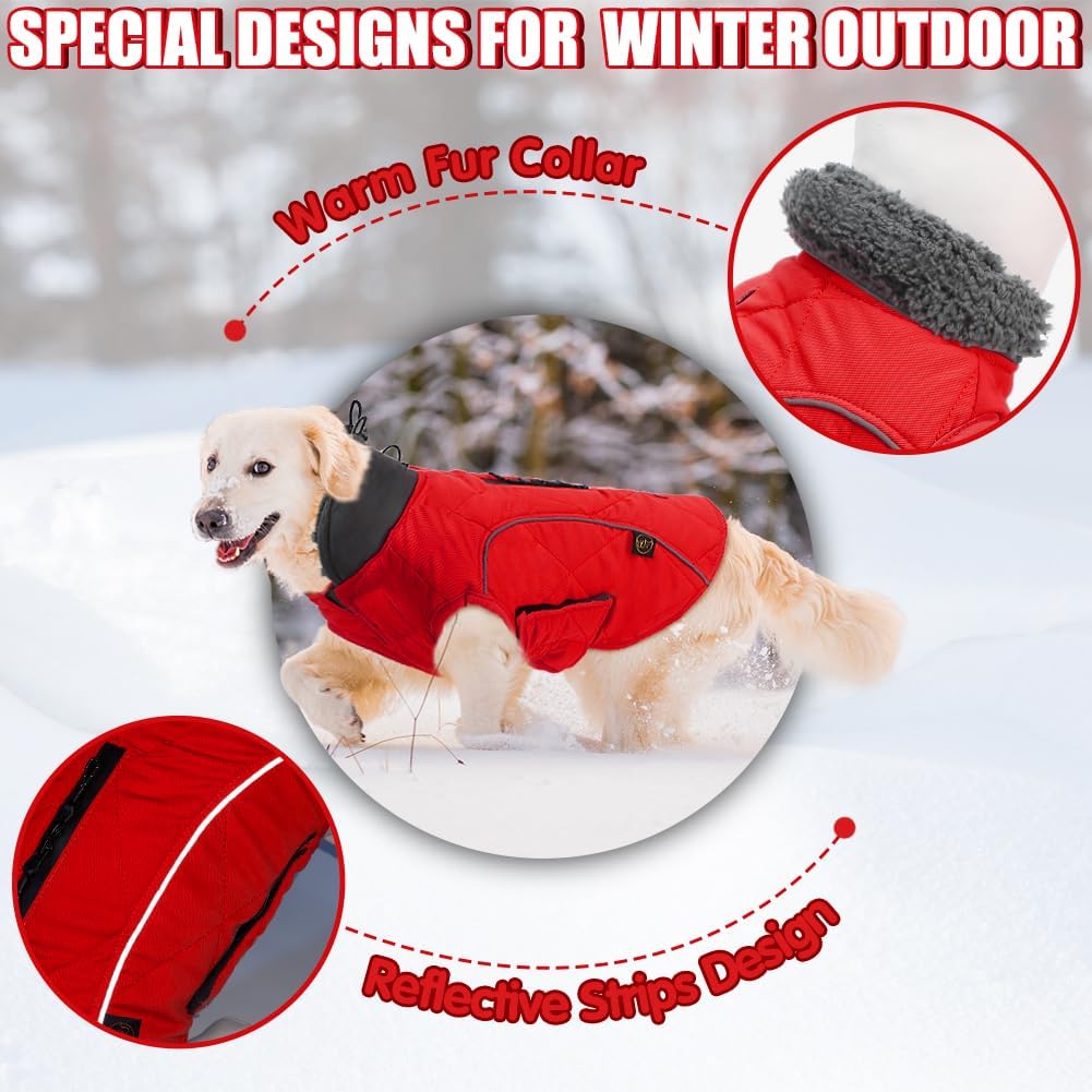EMUST Winter Dog Coats, Fleece Dog Apparel for Cold Weather, British Style Windproof Warm Dog Jacket for Small Dog Coats for Winter, Dark Blue, XS