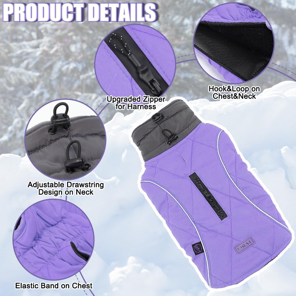 EMUST Winter Dog Coats, Fleece Dog Apparel for Cold Weather, British Style Windproof Warm Dog Jacket for Small Dog Coats for Winter, Dark Blue, XS