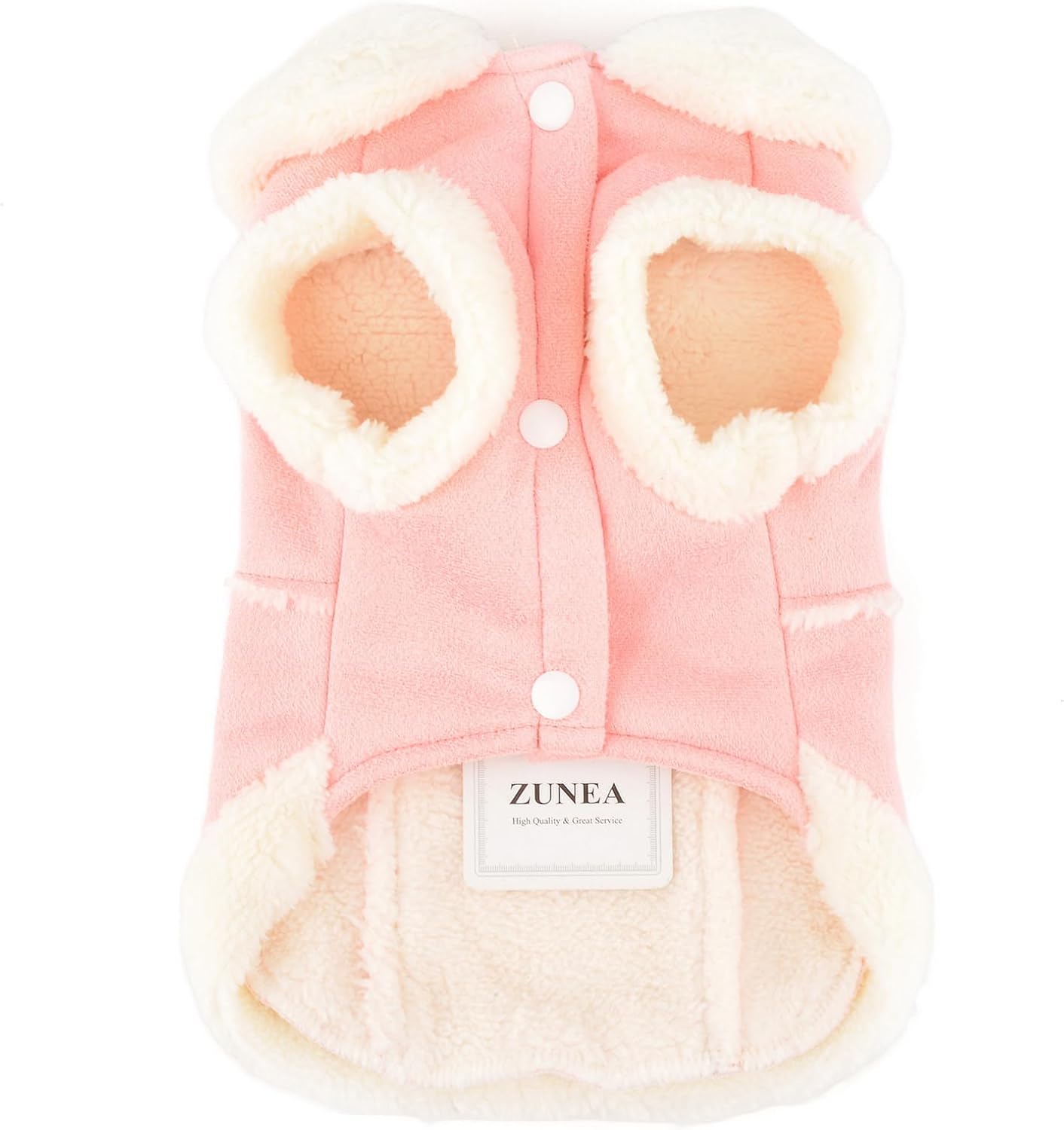 Zunea Dog Winter Coats for Small Dogs Cats Shearing Fleece Dog Jacket Coat with D-Ring Cute Puppy Clothes with Bow Soft Warm Fleece Vest Clothing Windproof Cold Weather Pet Chihuahua Apparel Khaki M