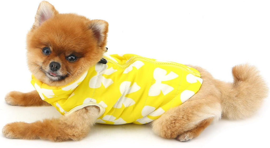 SMALLLEE_LUCKY_STORE Small Dog Cat Winter Coat Harness Jacket with D-ring Boy Girl Pet Puppy Comfort Padded Bomber Vest No Pull Chihuahua Clothes Pink Bows XS
