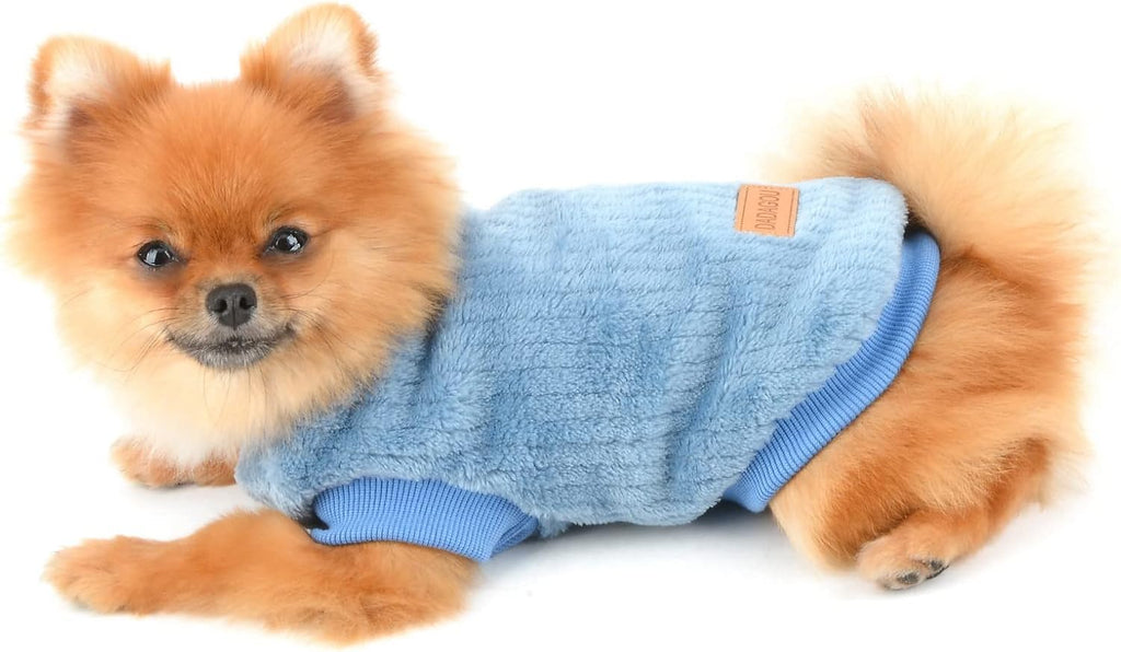 SMALLLEE_LUCKY_STORE Pet Ribbed Fleece Jumpers Pullover Sweatshirt for Small Dogs Cat,Puppy Yorkie Chihuahua Warm Sweater Winter Clothes