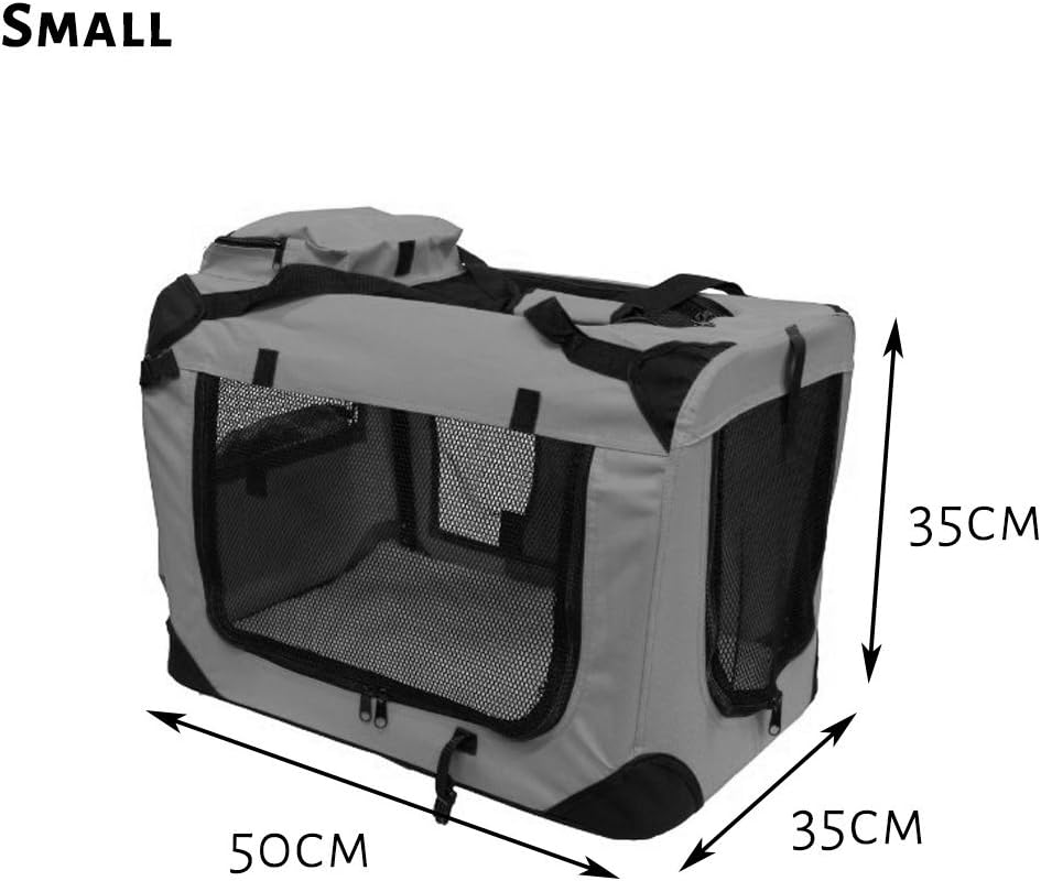 Petbarn Portable Soft Fabric Pet Carrier Folding Dog Cat Puppy Travel Transport Bag (Medium, Grey)