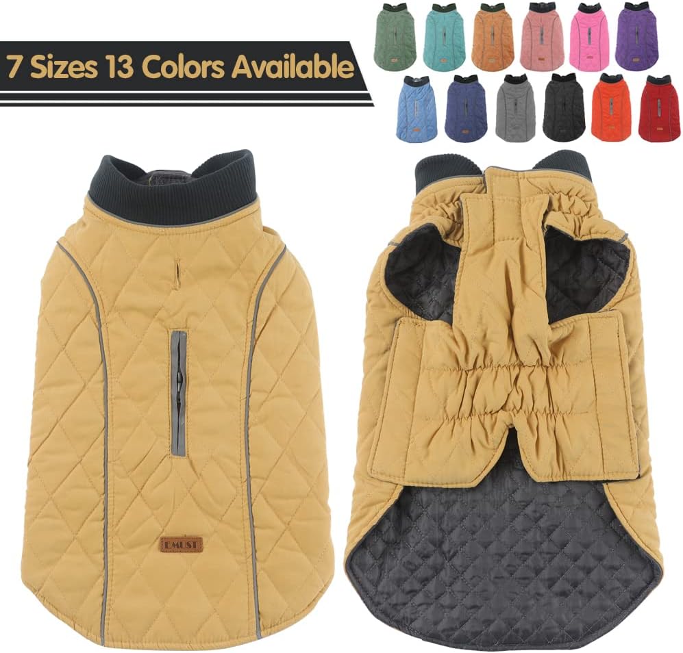 EMUST Winter Dog Coats, Fleece Dog Apparel for Cold Weather, British Style Windproof Warm Dog Jacket for Small Dog Coats for Winter, Dark Blue, XS