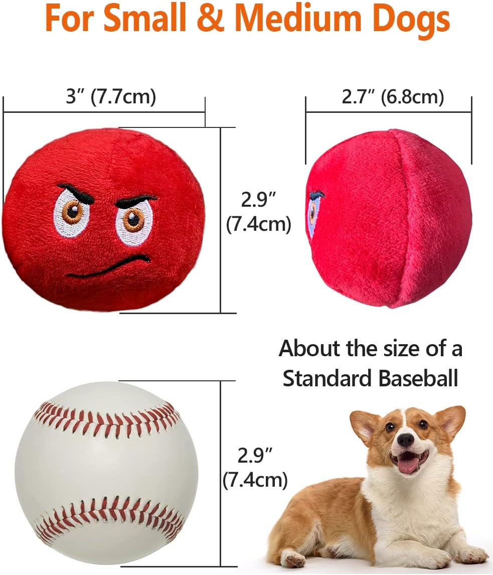 TONGKTAI Dog Toys, Soft Stuffed Plush Balls Pet Chew Squeake Toy, Interactive Fetch Play for Small Medium Pets (8 pack)