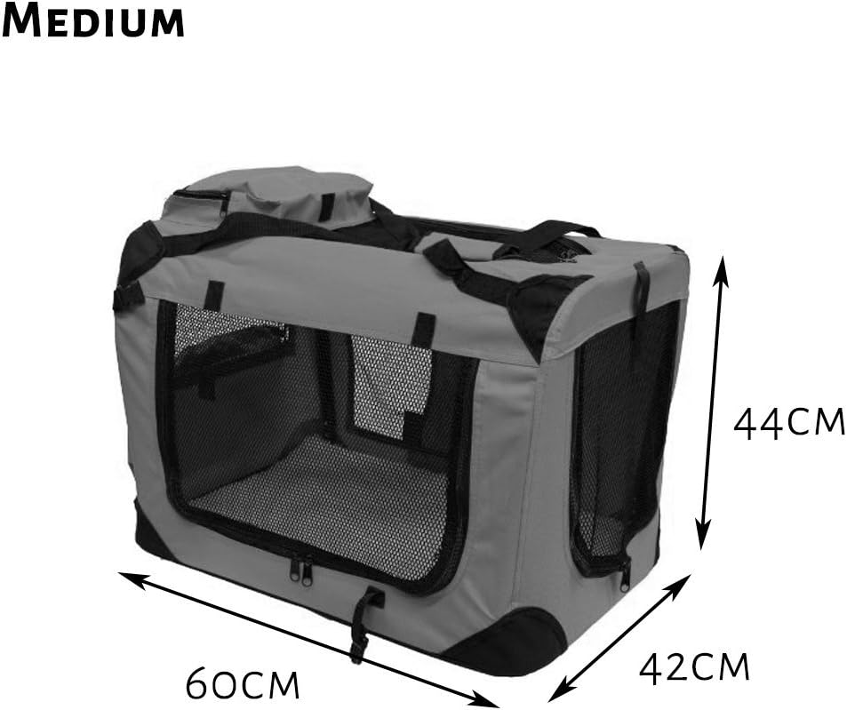 Petbarn Portable Soft Fabric Pet Carrier Folding Dog Cat Puppy Travel Transport Bag (Medium, Grey)
