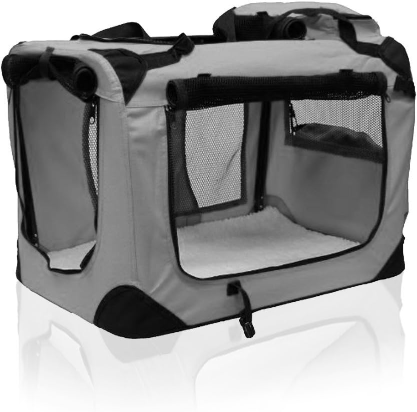 Petbarn Portable Soft Fabric Pet Carrier Folding Dog Cat Puppy Travel Transport Bag (Medium, Grey)