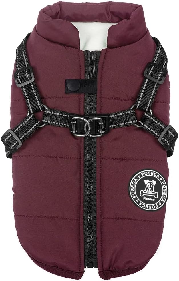 Poseca Dog Clothes for Small Dogs Dog Coat Waterproof Winter Jacket Warm Vest Dog Clothes Dog Coat Warm Winter Dog Jacket with Dog Harness for Small Medium Large Dogs