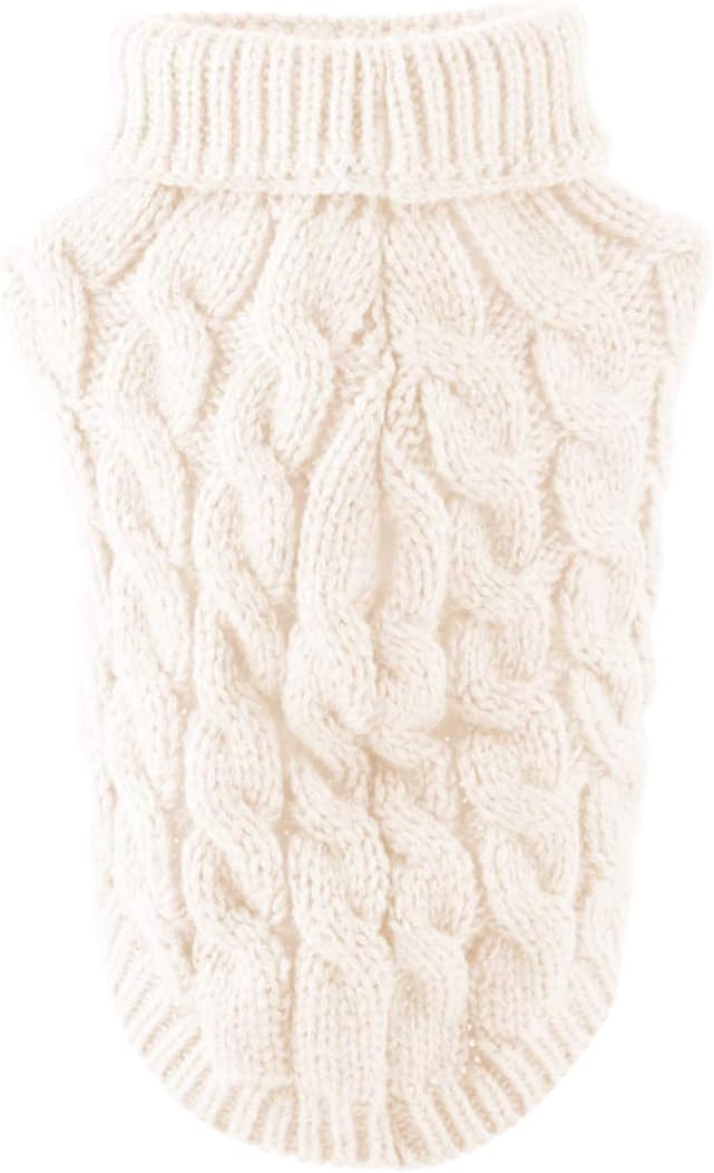 Pet Dog Turtleneck Knitting Sweater Coat Winter Warmer Thickening Pullover Knitwear Crochet Coat Clothes for Small Medium Large Dog Puppy Cat (M, Pink)