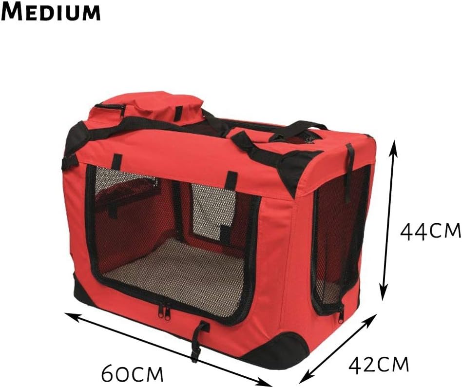 Petbarn Portable Soft Fabric Pet Carrier Folding Dog Cat Puppy Travel Transport Bag (Medium, Grey)