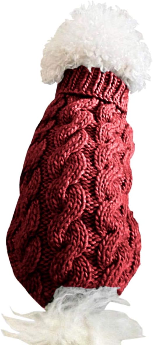 Pet Dog Turtleneck Knitting Sweater Coat Winter Warmer Thickening Pullover Knitwear Crochet Coat Clothes for Small Medium Large Dog Puppy Cat (M, Pink)