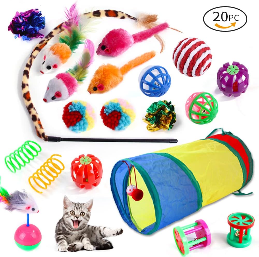 20 Pcs Cat Toys for Indoor Kitten, Collapsible | ObaPet