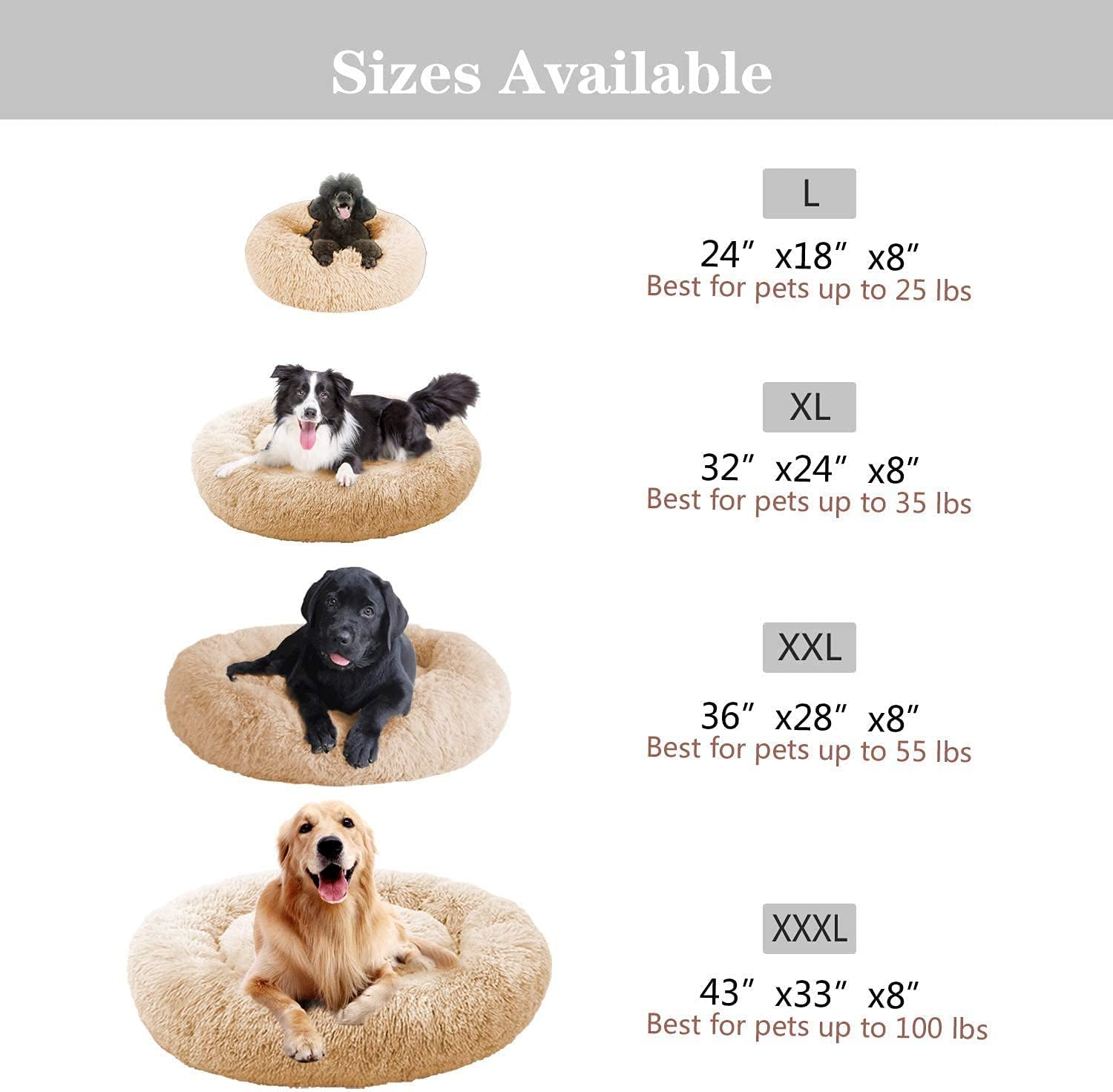 MFOX Calming Dog Bed Cat Bed Donut, Faux Fur | ObaPet
