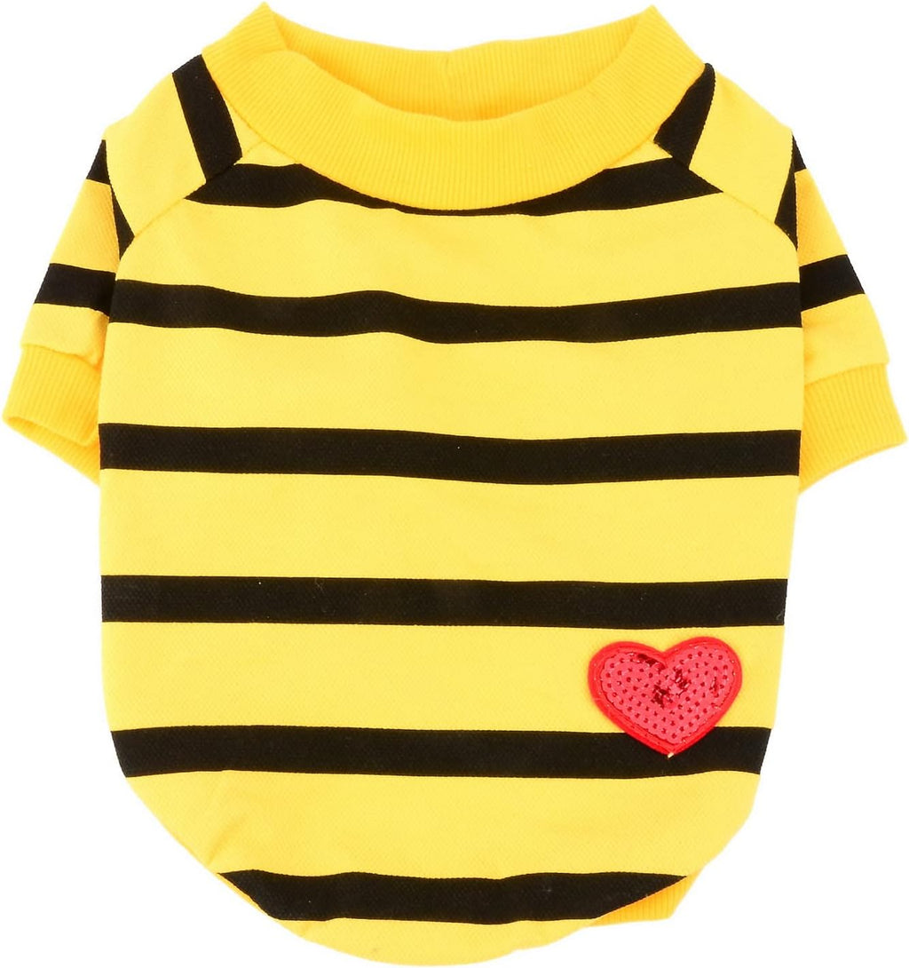 Zunea Dog Shirts for Small Dogs Summer Basic T-Shirt Striped Puppy Clothes Sequins Love Heart Sweatshirt Soft Cotton Short Sleeve Tee Shirt Pet Girl Boy Clothing Pullover Chihuahua Apparel Gray S