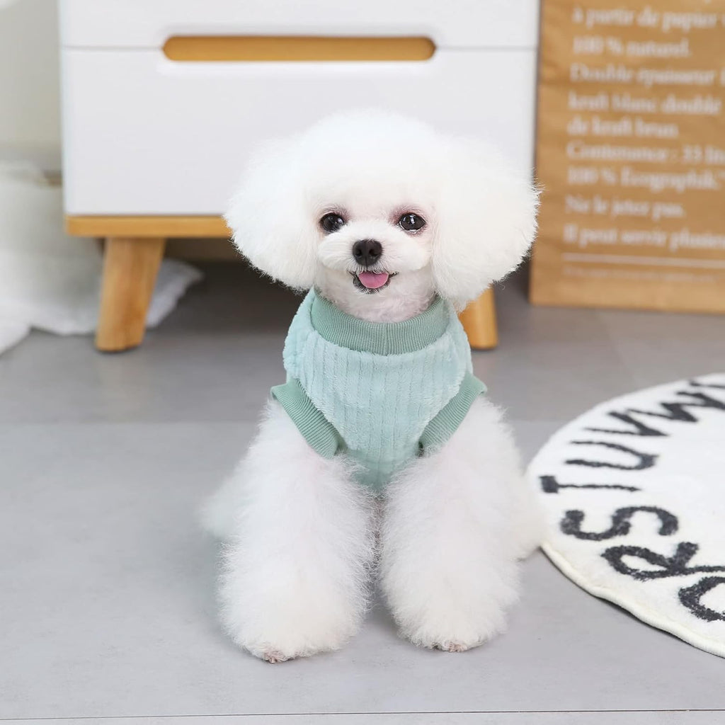 SMALLLEE_LUCKY_STORE Pet Ribbed Fleece Jumpers Pullover Sweatshirt for Small Dogs Cat,Puppy Yorkie Chihuahua Warm Sweater Winter Clothes