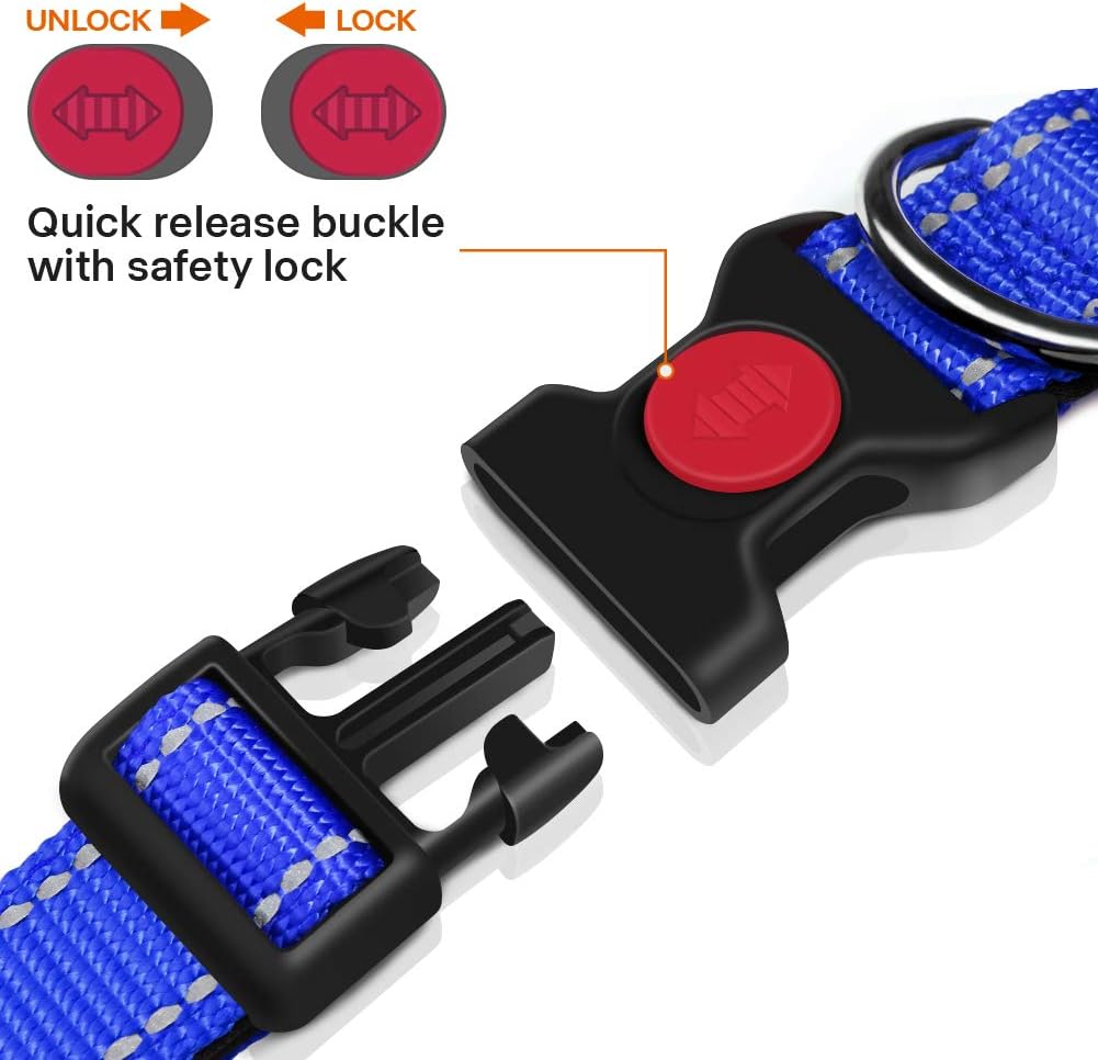 Taglory Reflective Nylon Dog Collar with Safety | ObaPet