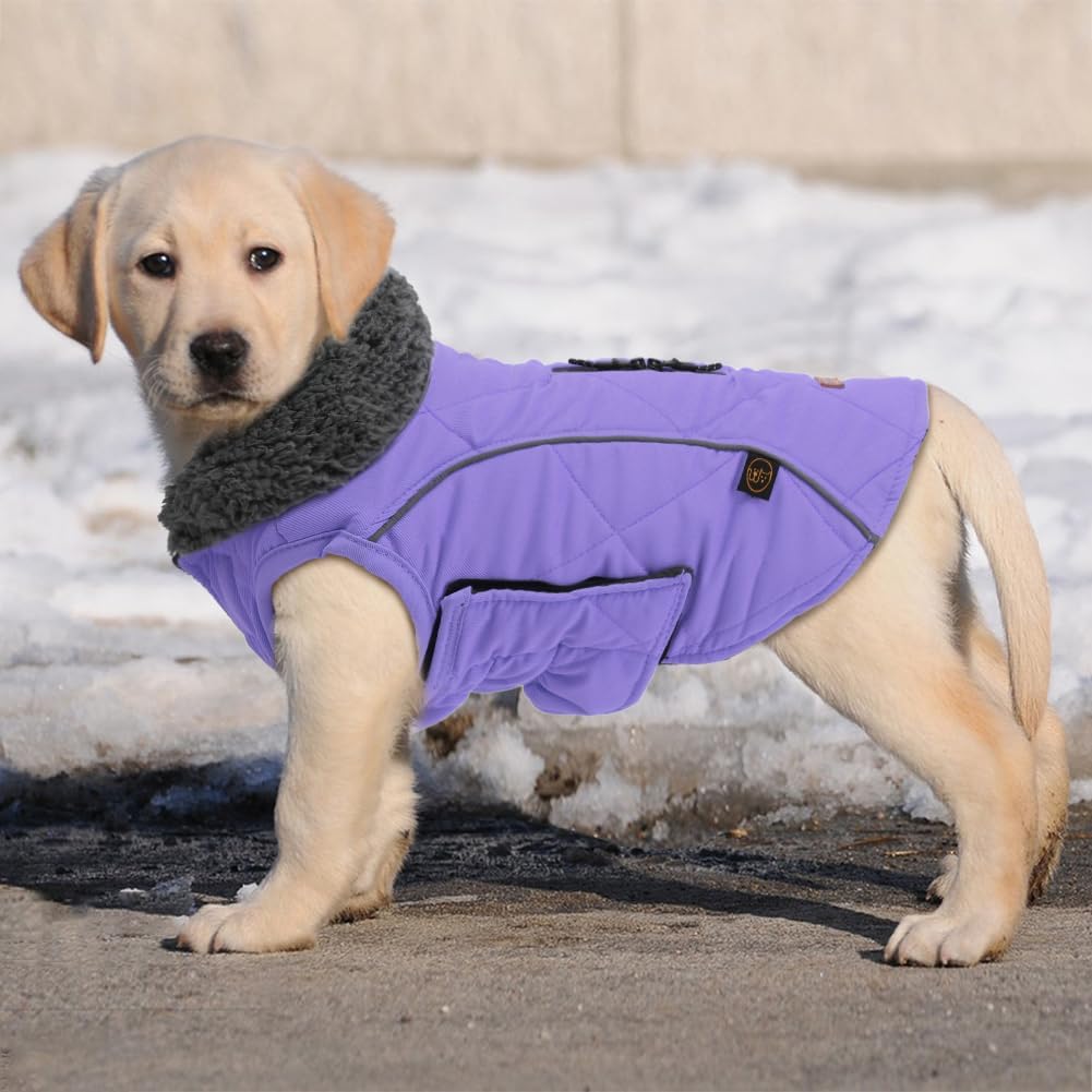 EMUST Winter Dog Coats, Fleece Dog Apparel for Cold Weather, British Style Windproof Warm Dog Jacket for Small Dog Coats for Winter, Dark Blue, XS
