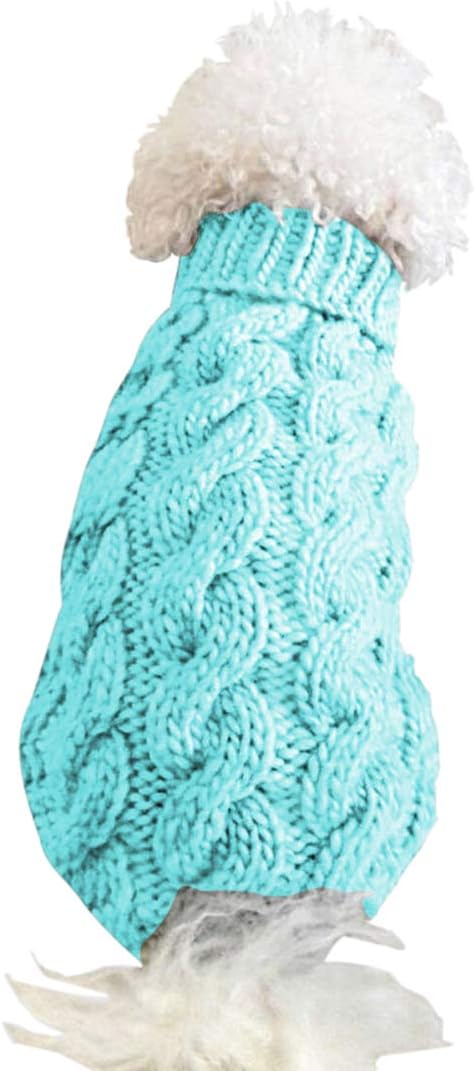 Pet Dog Turtleneck Knitting Sweater Coat Winter Warmer Thickening Pullover Knitwear Crochet Coat Clothes for Small Medium Large Dog Puppy Cat (M, Pink)