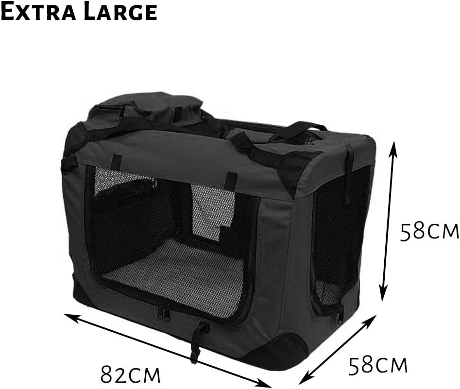 Petbarn Portable Soft Fabric Pet Carrier Folding Dog Cat Puppy Travel Transport Bag (Medium, Grey)