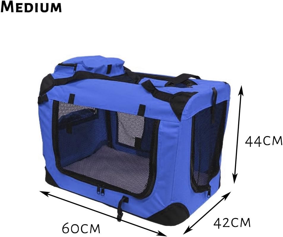 Petbarn Portable Soft Fabric Pet Carrier Folding Dog Cat Puppy Travel Transport Bag (Medium, Grey)