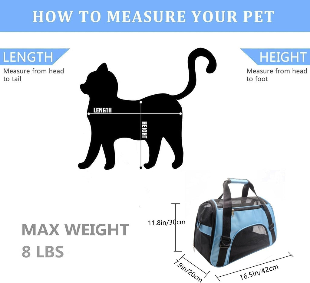 ZvoanSem Pet Carrier Bag,Small Cat Carrier Kitten Puppy little Dog Carrier for Travel Airline Approved Small Animal (Small, Blue)