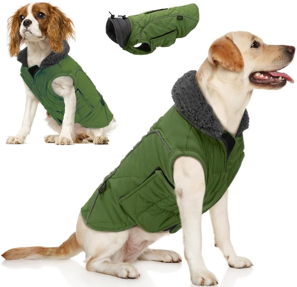 EMUST Winter Dog Coats, Fleece Dog Apparel for Cold Weather, British Style Windproof Warm Dog Jacket for Small Dog Coats for Winter, Dark Blue, XS