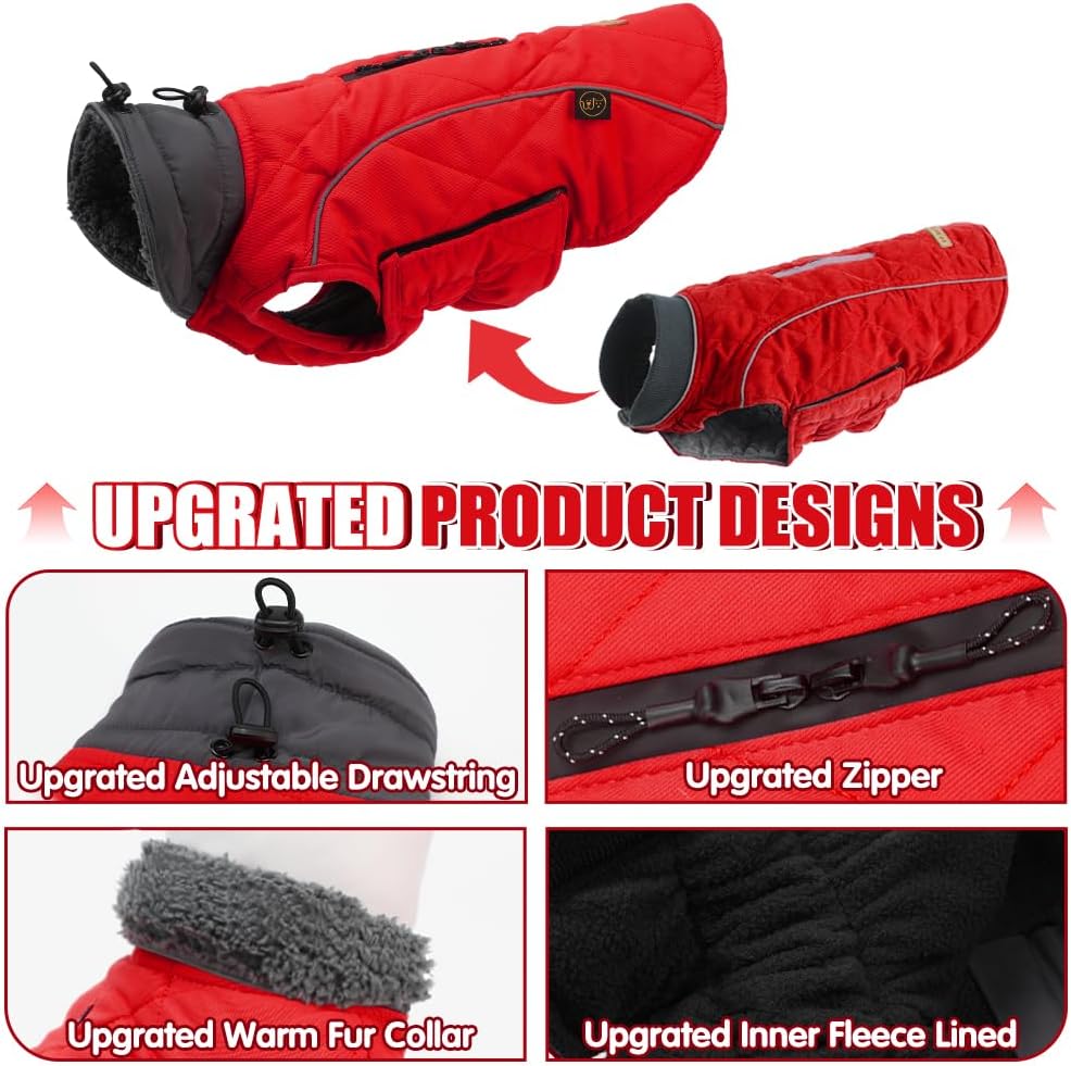 EMUST Winter Dog Coats, Fleece Dog Apparel for Cold Weather, British Style Windproof Warm Dog Jacket for Small Dog Coats for Winter, Dark Blue, XS