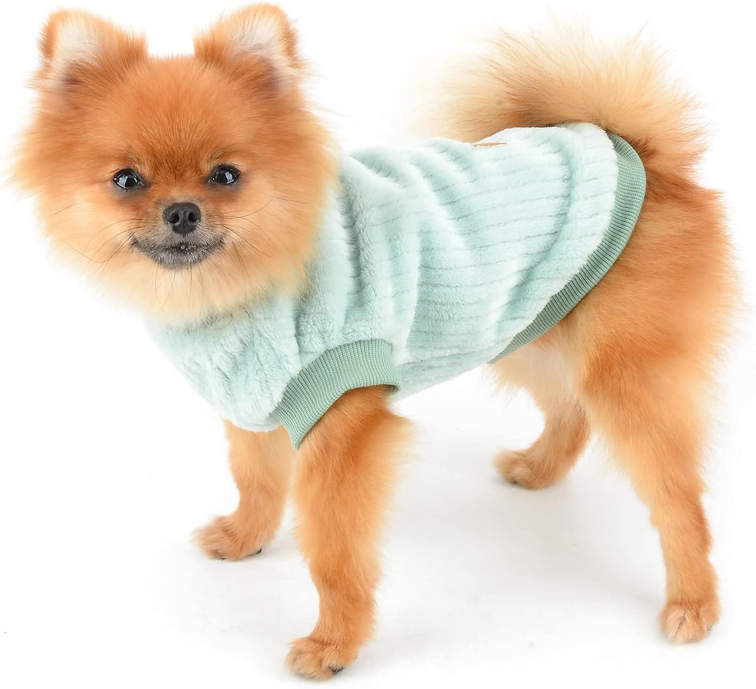 SMALLLEE_LUCKY_STORE Pet Ribbed Fleece Jumpers Pullover Sweatshirt for Small Dogs Cat,Puppy Yorkie Chihuahua Warm Sweater Winter Clothes