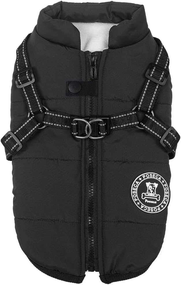 Poseca Dog Clothes for Small Dogs Dog Coat Waterproof Winter Jacket Warm Vest Dog Clothes Dog Coat Warm Winter Dog Jacket with Dog Harness for Small Medium Large Dogs