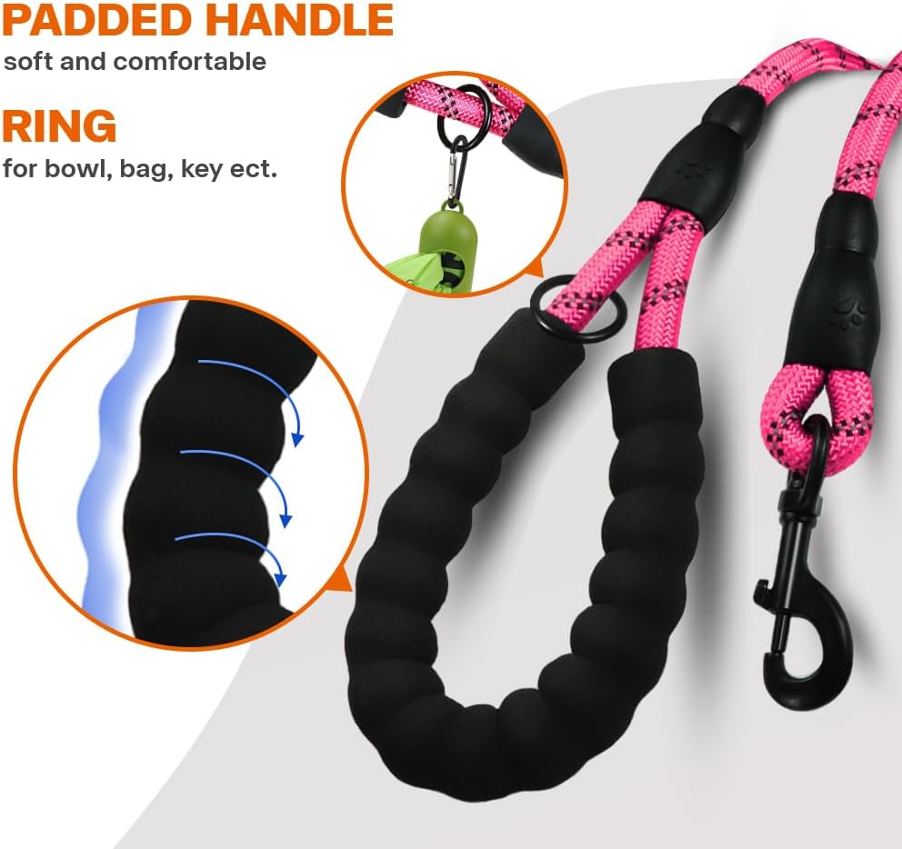 Taglory Rope Dog Lead with Soft Padded Handle, | ObaPet