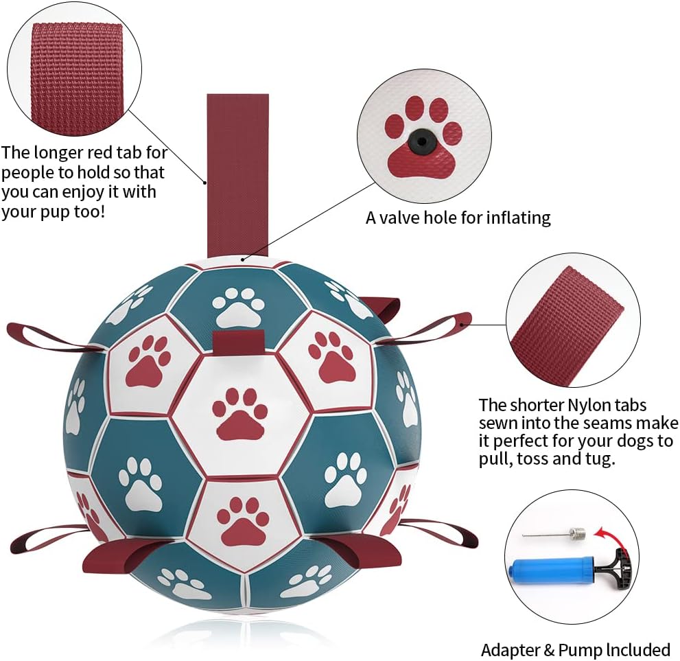 HETOO Interactive Dog Football Toys with Grab Tabs, Durable Dog Water Balls for Small Medium Breed, Indoor & Outdoor