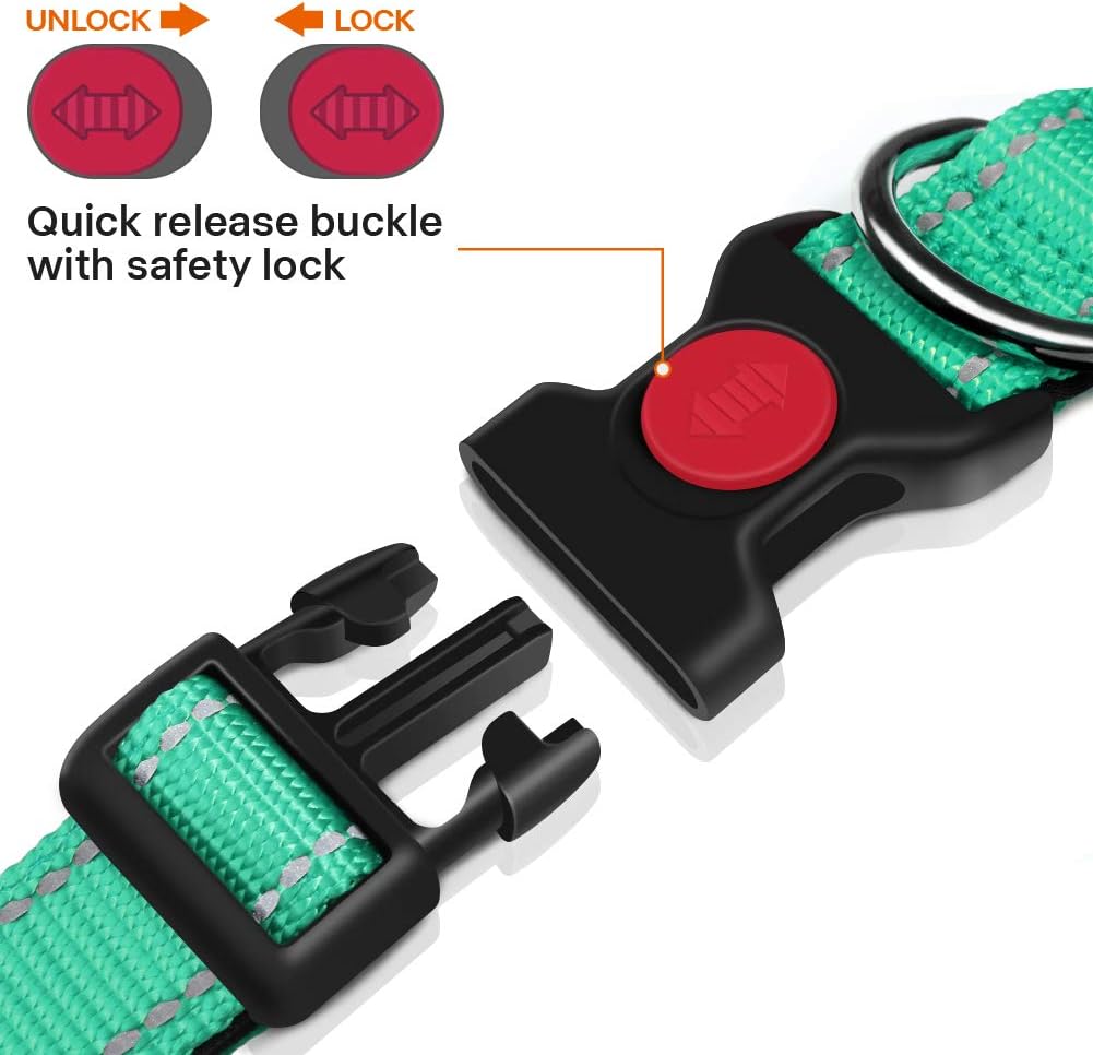 Taglory Reflective Nylon Dog Collar with Safety | ObaPet