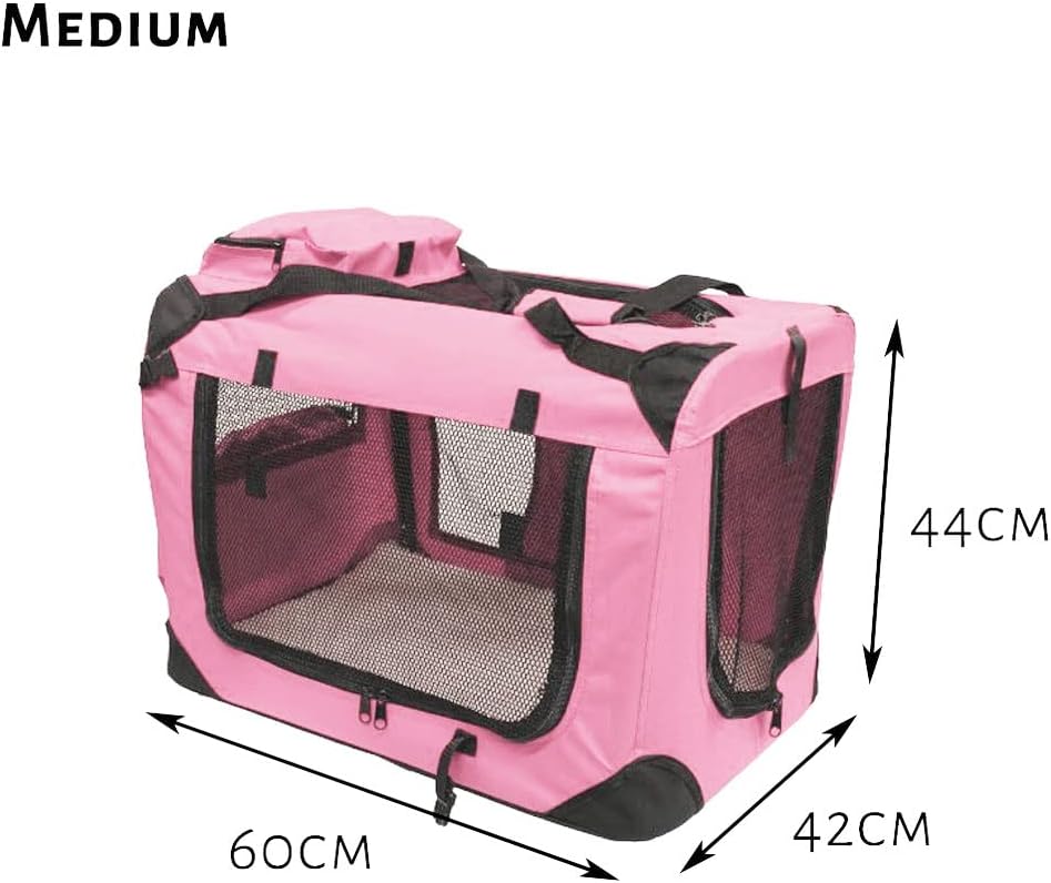 Petbarn Portable Soft Fabric Pet Carrier Folding Dog Cat Puppy Travel Transport Bag (Medium, Grey)