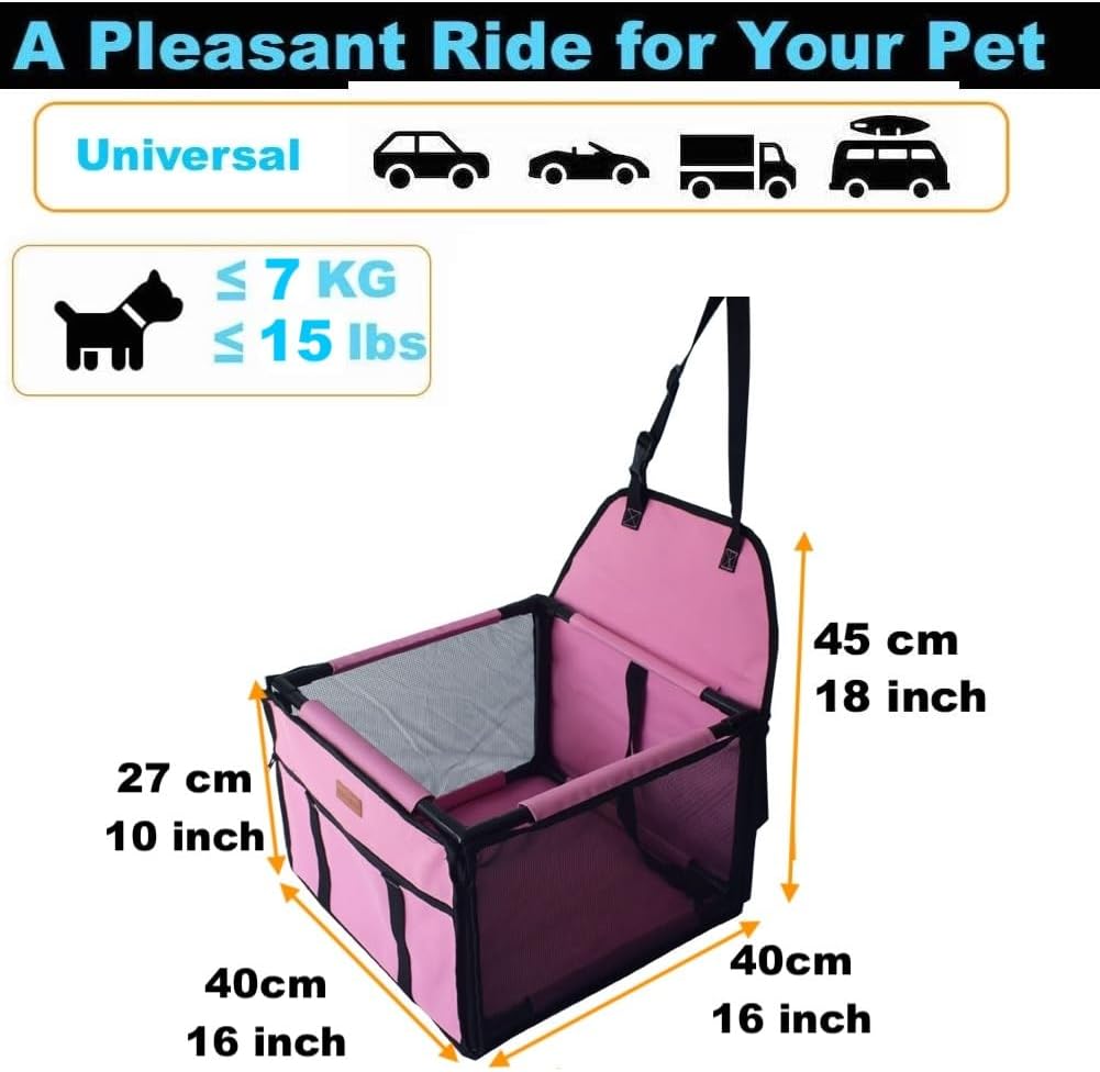GoBuyer Waterproof Pet Dog Car Seat Booster Carrier with Seat Belt Harness Restraint for Puppy Cat Travel (Paw)