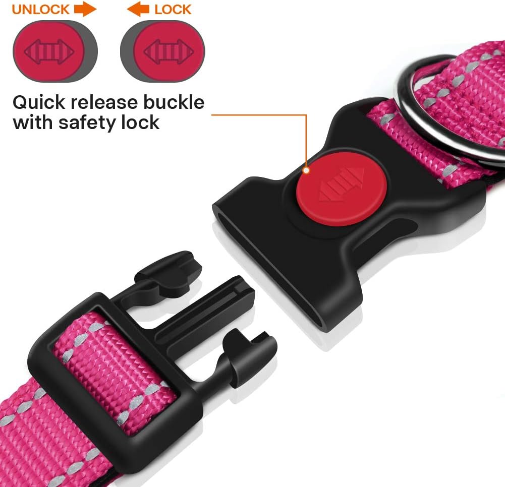 Taglory Reflective Nylon Dog Collar with Safety | ObaPet