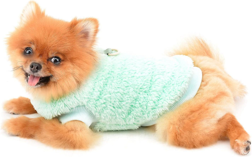 SMALLLEE_LUCKY_STORE Pet Sherpa Fleece Jumper Vest Sweaters Turtleneck Pullover with D-ring Soft Sweatshirt for Small Dogs Cat Puppy Boy Girl Yorkie Chihuahua Warm Fall Winter Clothes,Pink,S