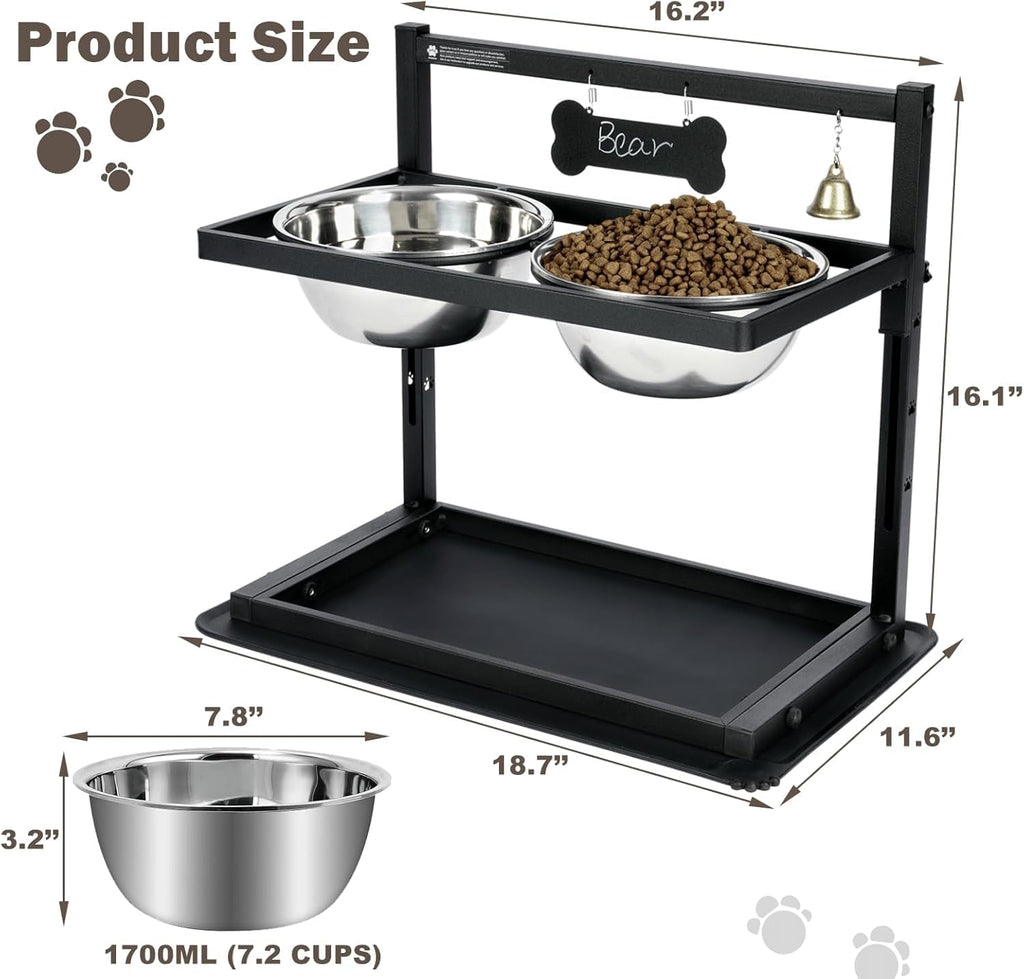 Raised Dog Bowl Height-Adjustable, Dog bowls | ObaPet