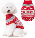 BINGPET Classic Dog Jumper Snowflake Elk Pattern - Soft Thickening Pet Sweater Warm Cat Dog Apparel, Knitwear Pet Winter Clothes Christmas Outfits