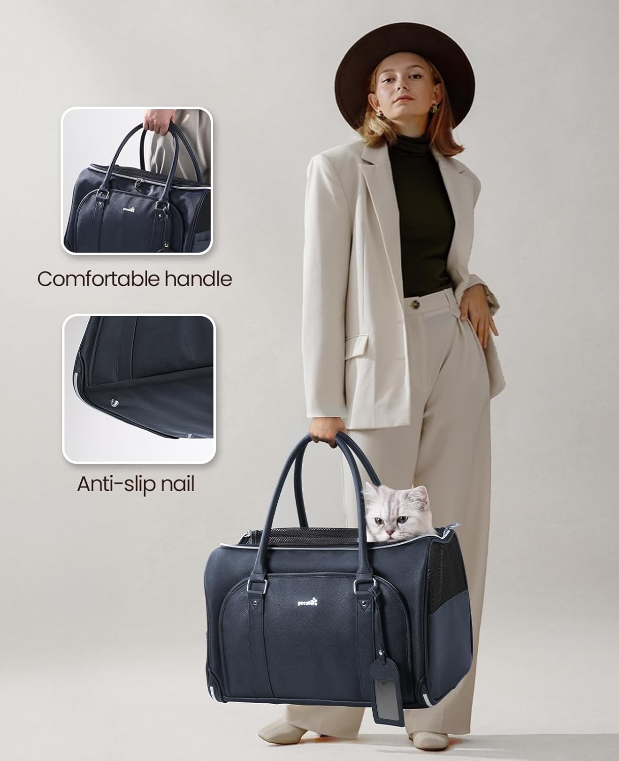 pecute® Cat Carrier, Elegant PU Material Cat | ObaPet