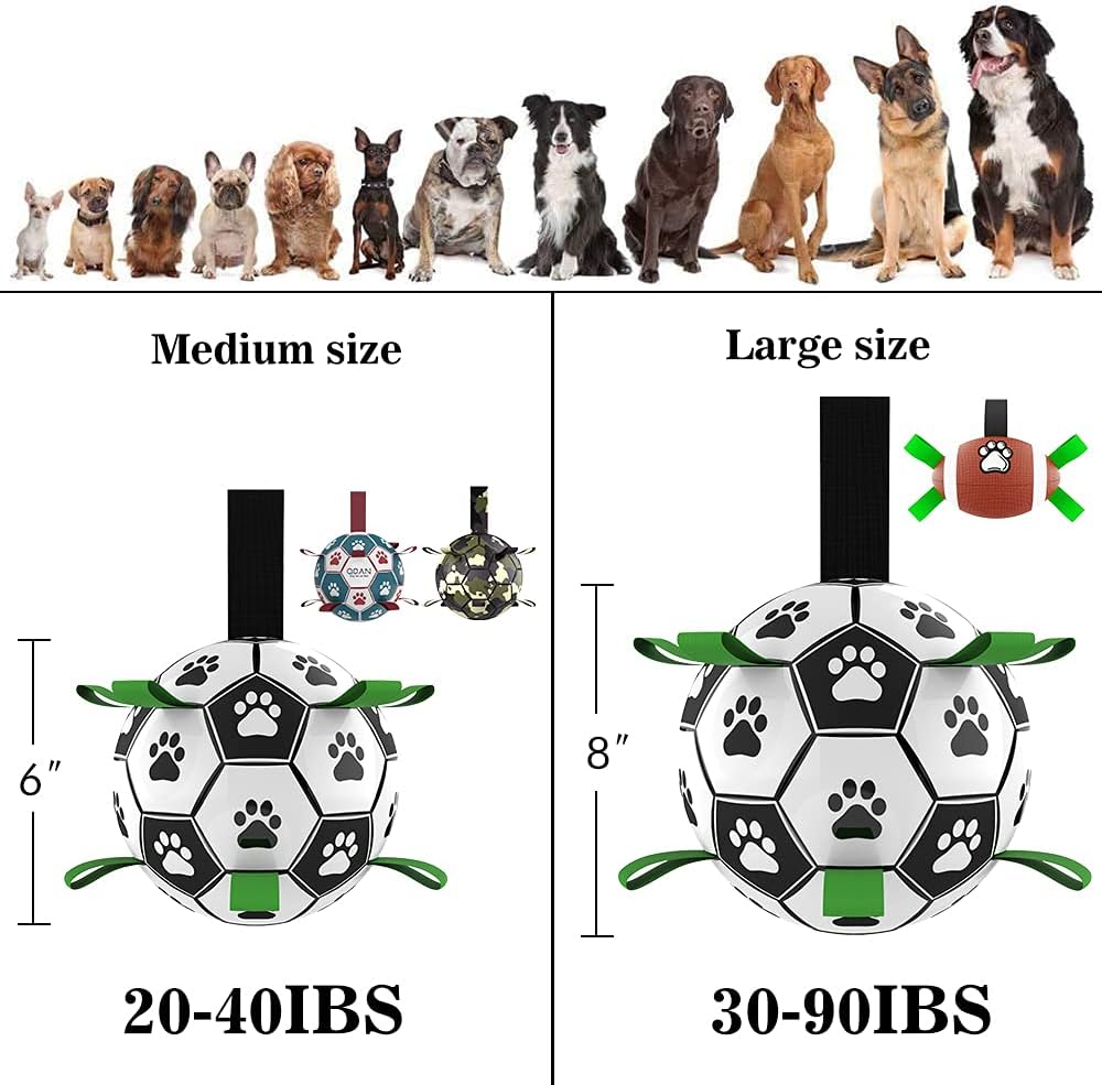 HETOO Interactive Dog Football Toys with Grab Tabs, Durable Dog Water Balls for Small Medium Breed, Indoor & Outdoor