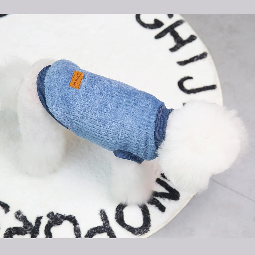 SMALLLEE_LUCKY_STORE Pet Ribbed Fleece Jumpers Pullover Sweatshirt for Small Dogs Cat,Puppy Yorkie Chihuahua Warm Sweater Winter Clothes