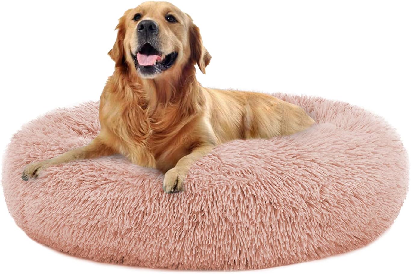 MFOX Calming Dog Bed Cat Bed Donut, Faux Fur | ObaPet