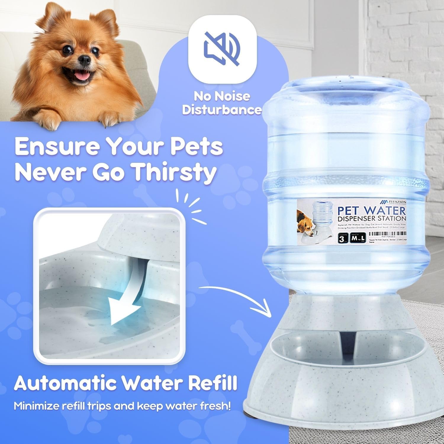 Flexzion Gravity Pet Water Dispenser Drinking | ObaPet