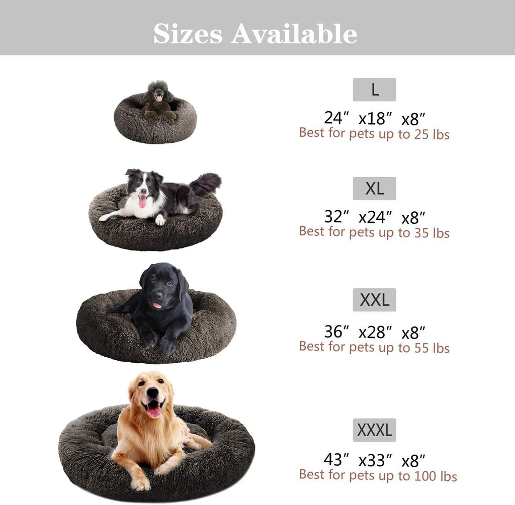 MFOX Calming Dog Bed Cat Bed Donut, Faux Fur | ObaPet