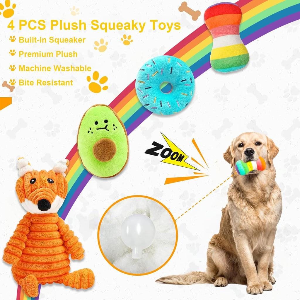 10 Pack Luxury Puppy Toys for Teething Small Dogs,Squeaky Plush Dog Rope Toys Set, Puppy Chew Toys with Cute Squeaky Dog Toys, Ball and More Rope Dog Chew Toys, Xmas Gift for Small and Medium Dogs