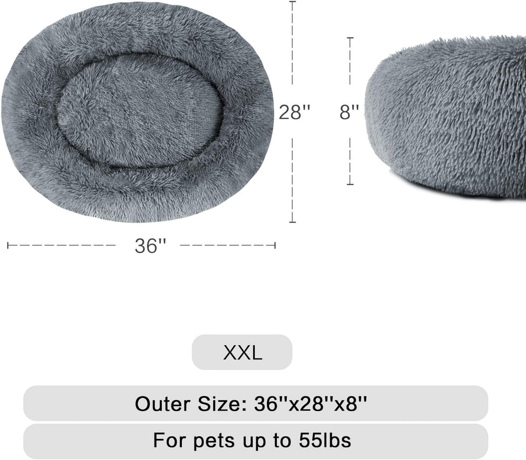 MFOX Calming Dog Bed Cat Bed Donut, Faux Fur | ObaPet