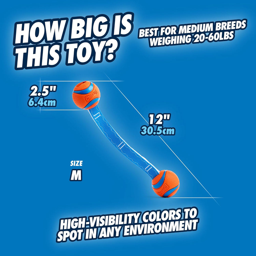 Chuckit! Ultra Tug Dog Toy With Rubber Ball Tug Of War Interactive Fetch Toy for Dogs, Medium