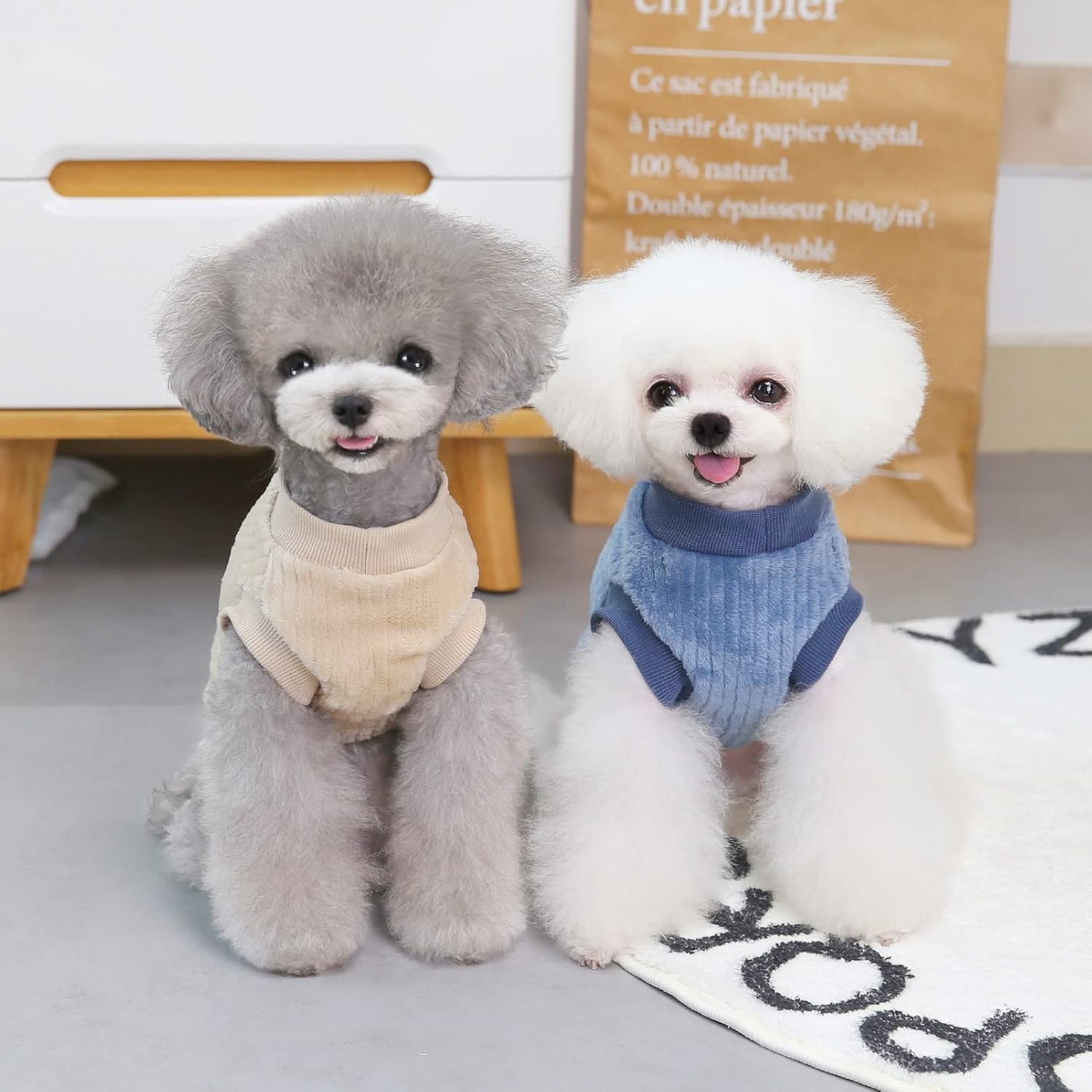 SMALLLEE_LUCKY_STORE Pet Ribbed Fleece Jumpers Pullover Sweatshirt for Small Dogs Cat,Puppy Yorkie Chihuahua Warm Sweater Winter Clothes