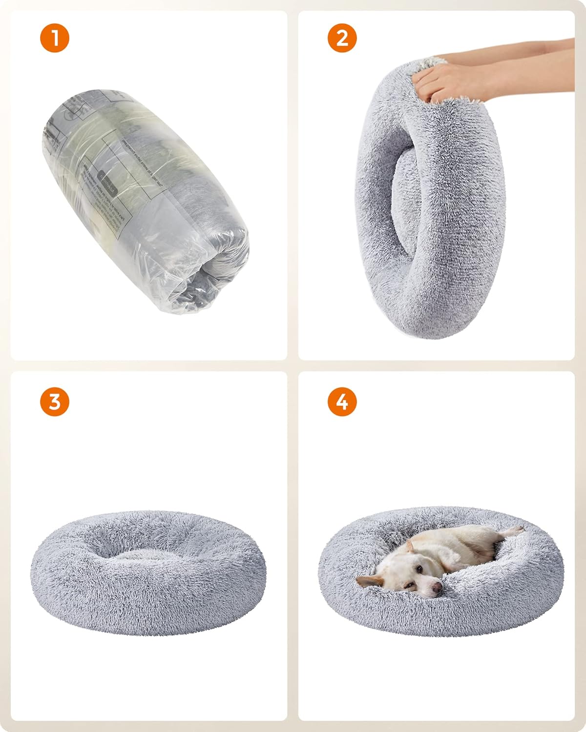 Feandrea Dog Bed, Donut Cat Bed, Fluffy Calming | ObaPet