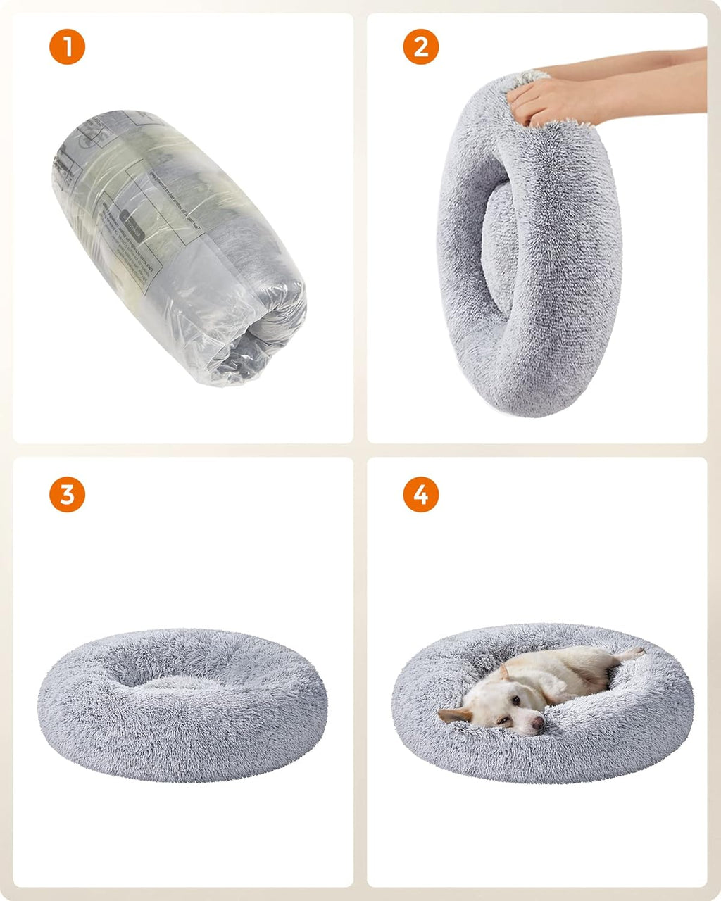 Feandrea Dog Bed, Donut Cat Bed, Fluffy Calming | ObaPet