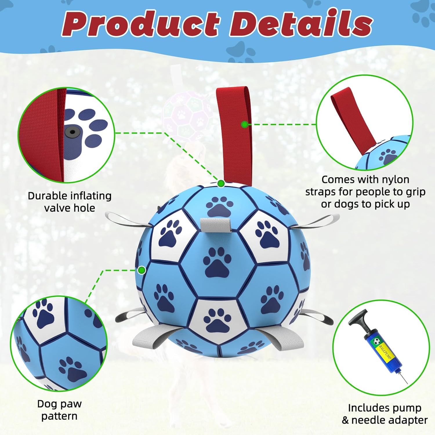 HETOO Interactive Dog Football Toys with Grab Tabs, Durable Dog Water Balls for Small Medium Breed, Indoor & Outdoor